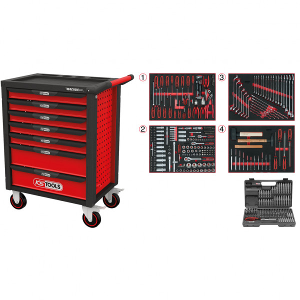 RACINGline Tool Trolley Black/Red with 7 Drawers and 515 Premium Tools