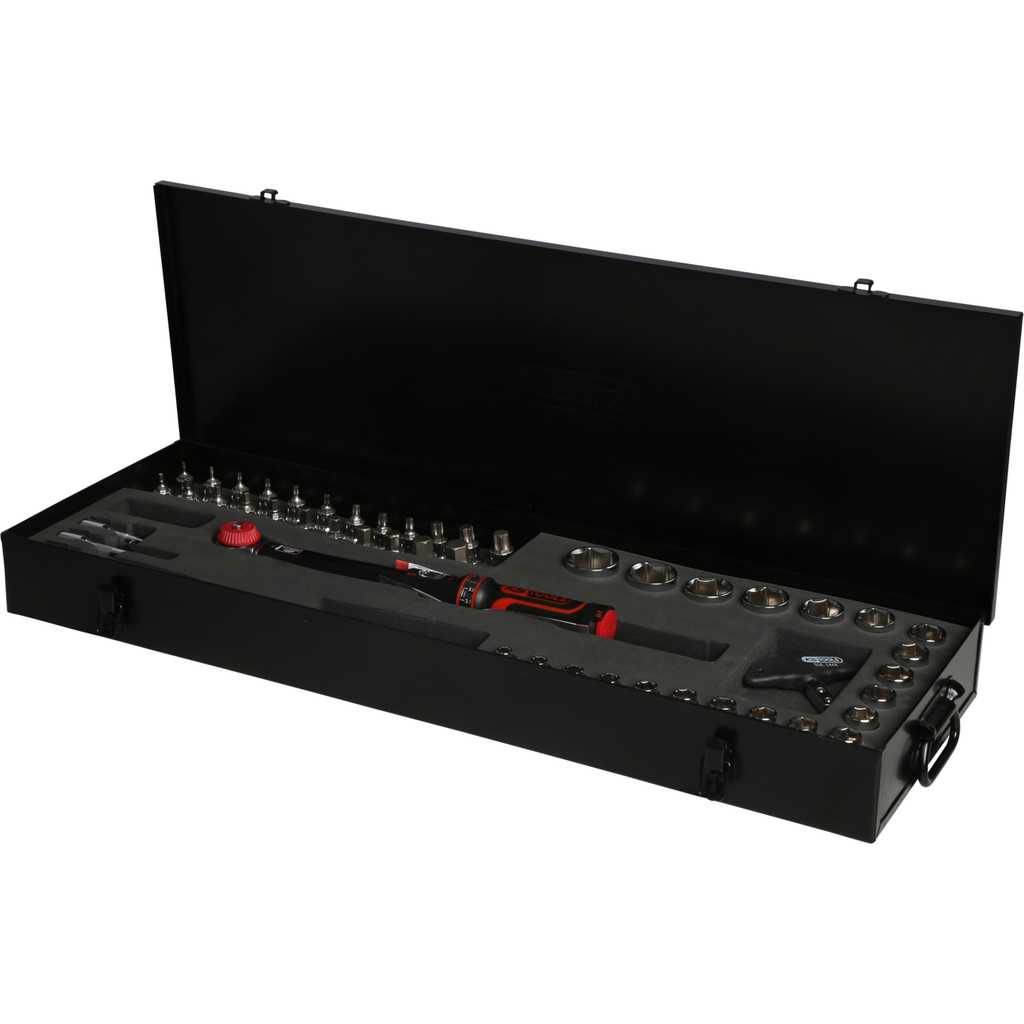 KS Tools 1/2" ERGOTORQUE®precision Ratchet Torque Wrench Set Rotary Knob, 20-100 Nm, 49-Piece
