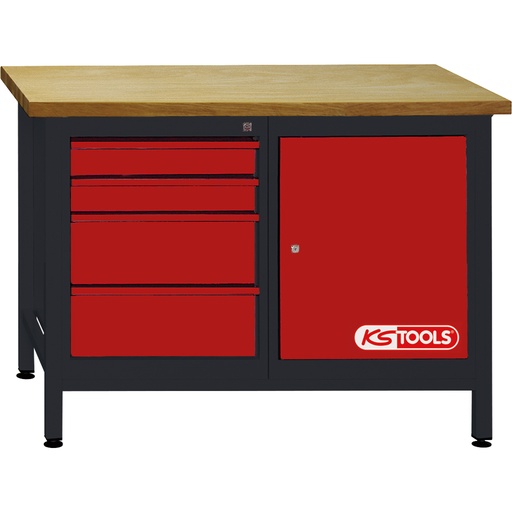 [865.0006] Workbench with 4 drawers and 1 door, H840xW1200xD600mm